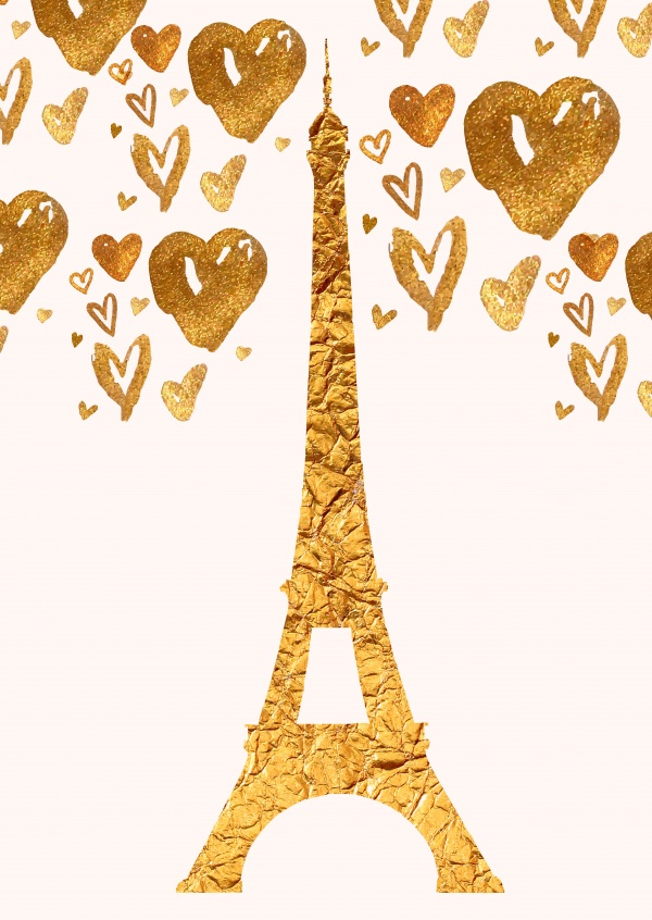 Kubistika Eiffelturm in gold