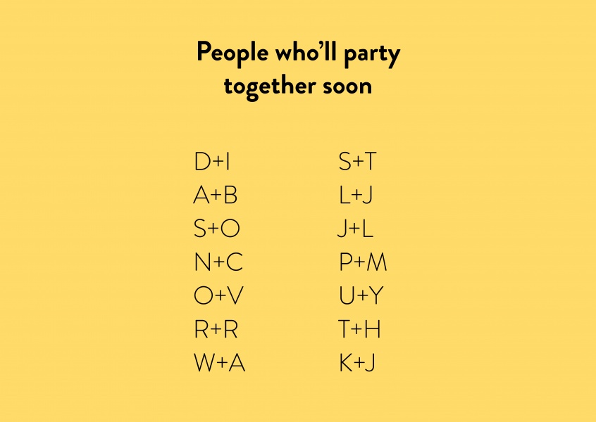 People who’ll party together soon