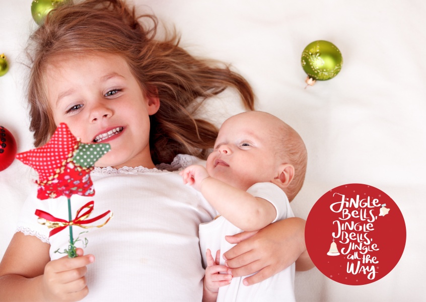 Personalisierbare Weihnachtskarte mit kleinem Jingle bell Text