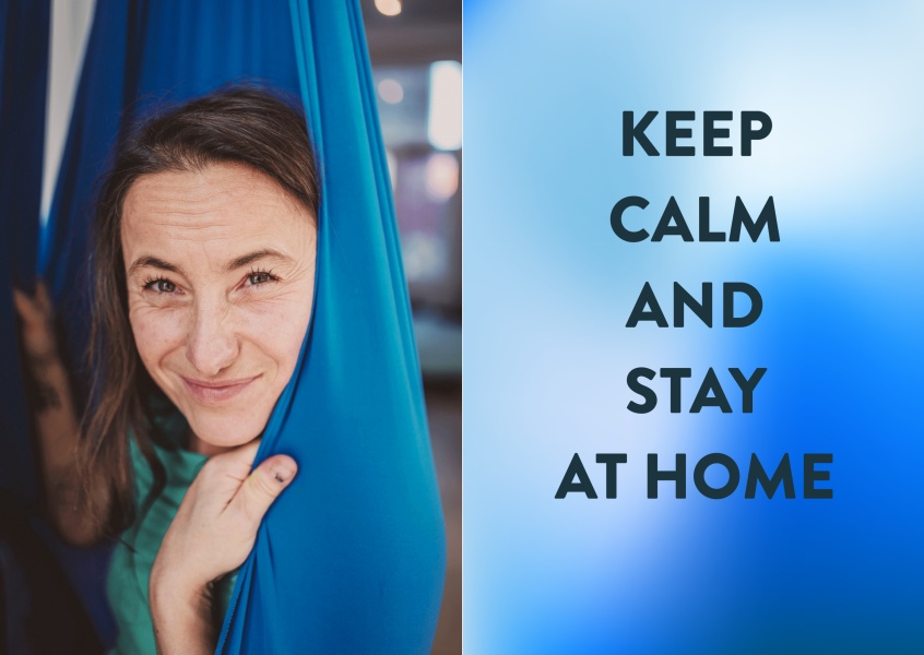 postcard saying Keep calm and stay at home