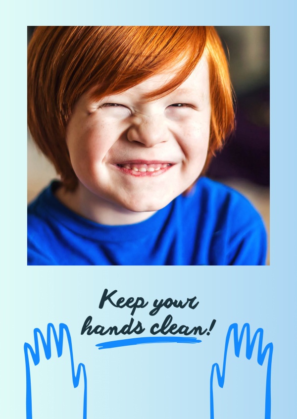 postcard saying Keep your hands clean!