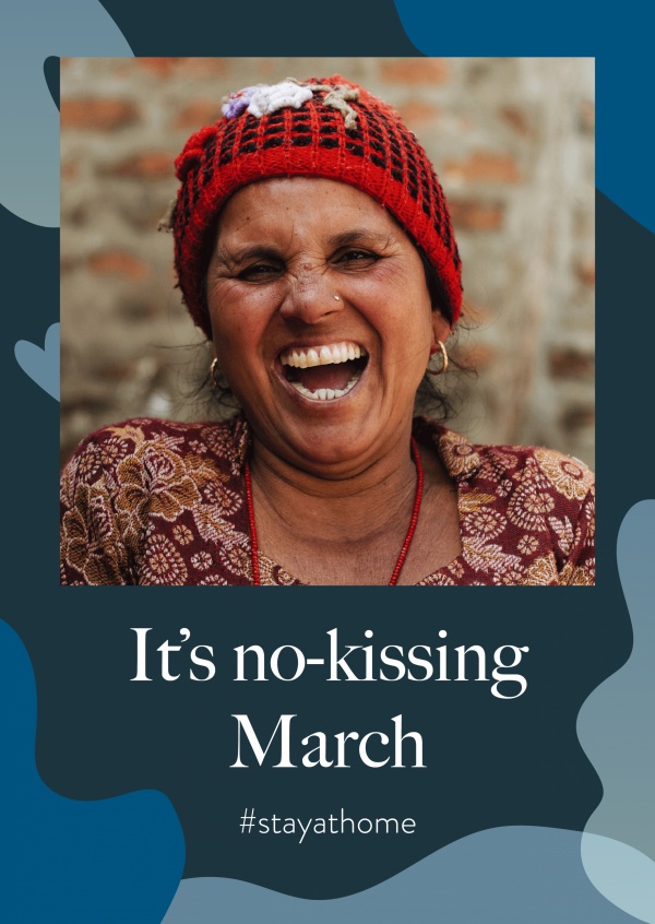 postcard saying It's no-kissing March
