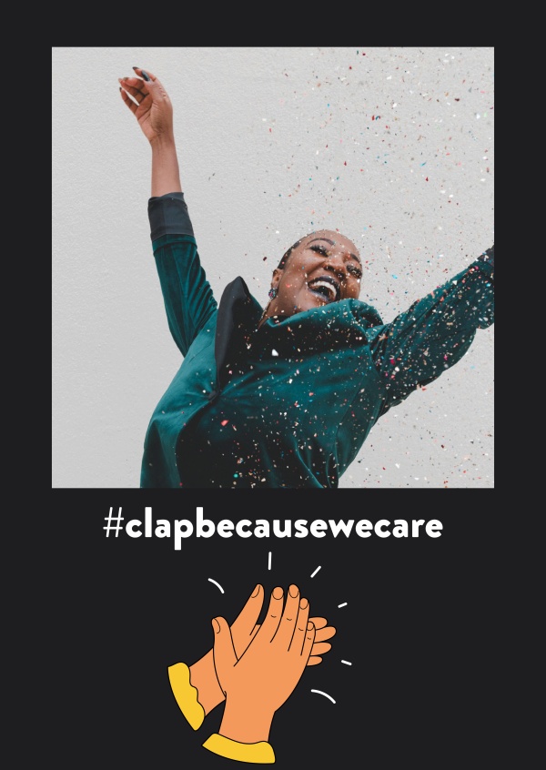 #clapbecausewecare postcard