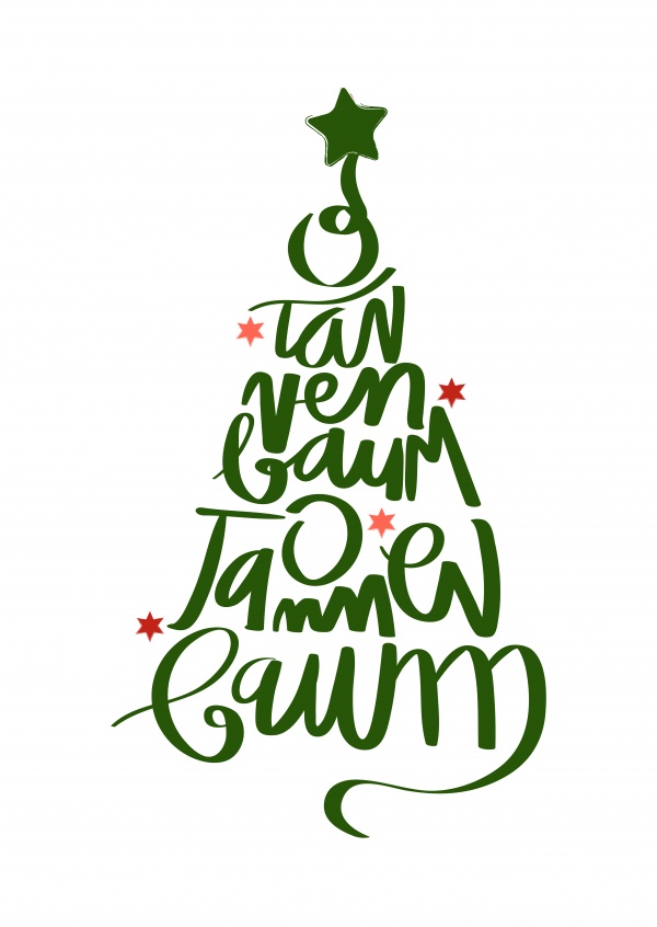 O Christmastree lettering in christmastree shape