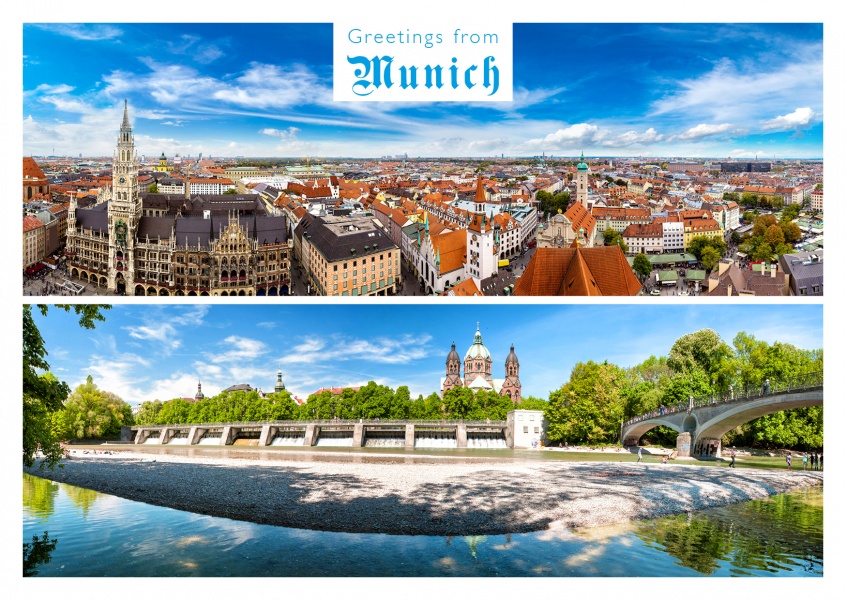 munich panorama postcard picture