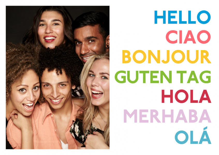 Postcard Happiness Project multilingual hello