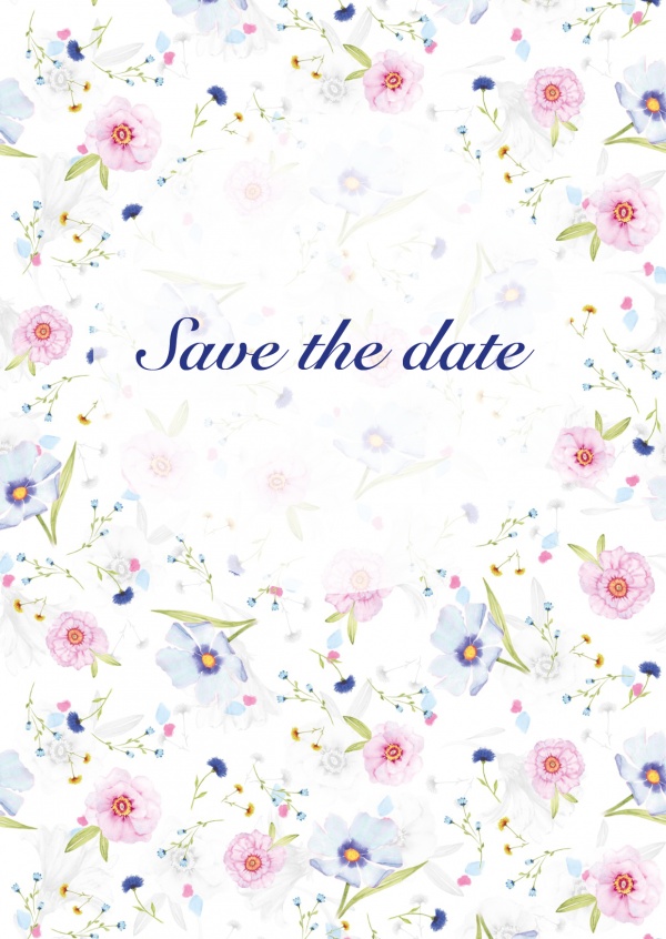 Save the date invitation card with flowers