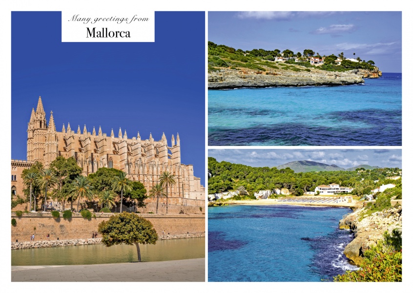 postcard collage palmade mallorca