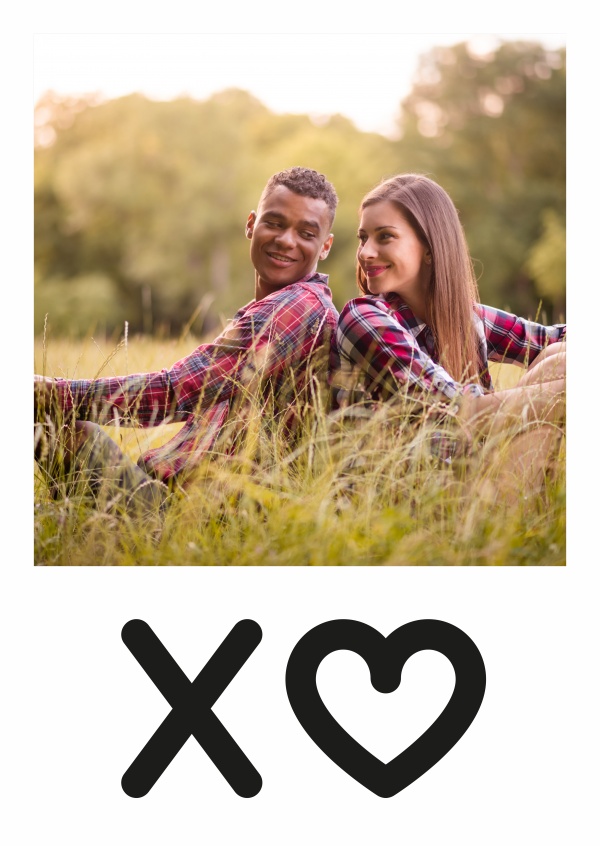Personalizable love postcard in black and white with XO