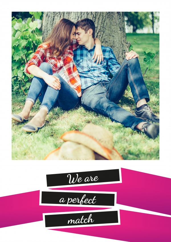 simple love statement postcard in pink,black and white