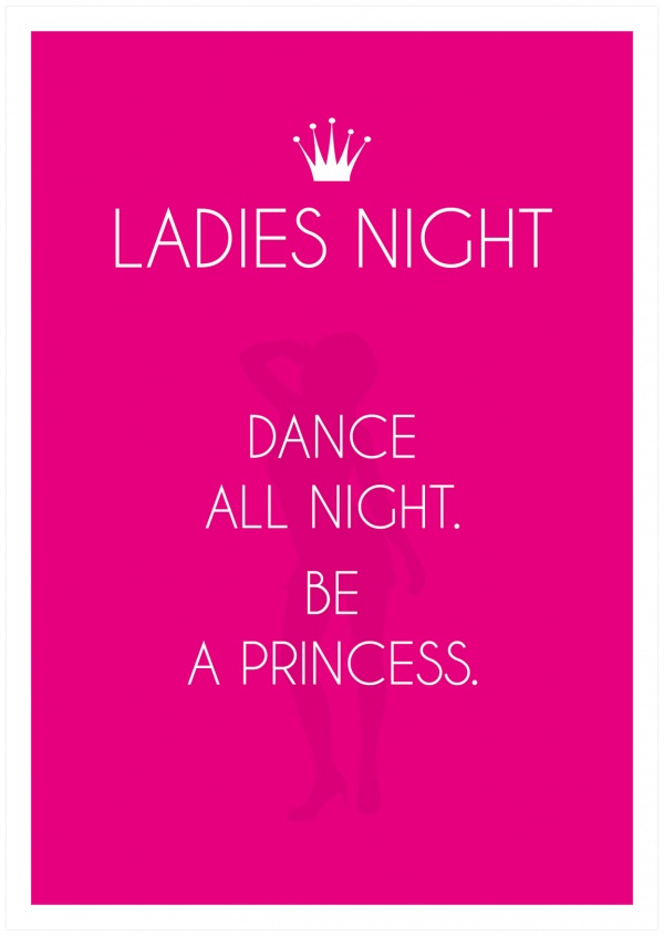 ladies night crown with girl silhouette in pink
