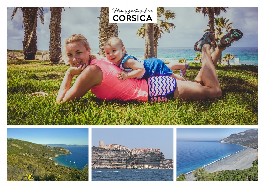 photocollage consisting of 3 images of corsica