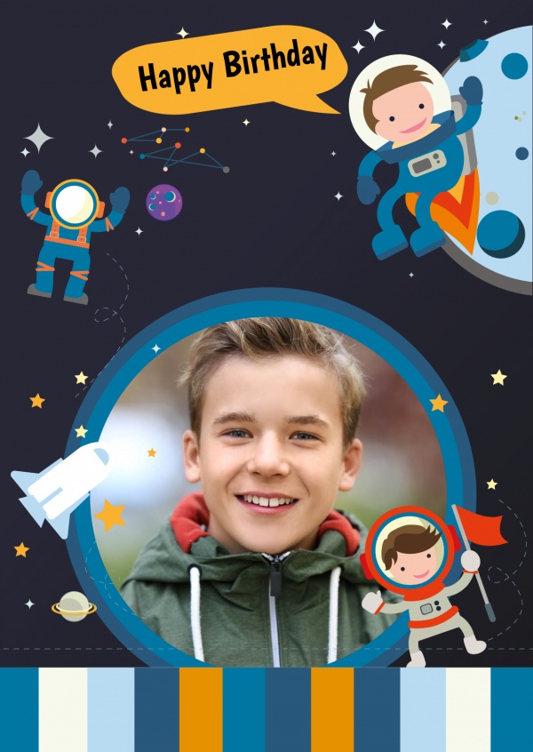 children's illustration showing cute astronauts and rocket in space