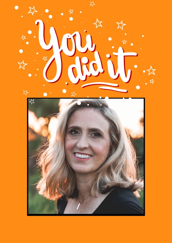 editable Congratulation-Card with orange layout and writing