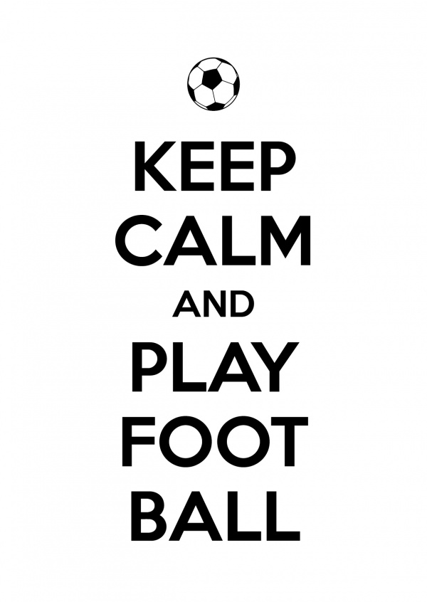 keep calm and play football black lettering on white ground with football icon