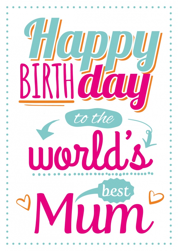 weisse postkarte happy birthday to the world best mum