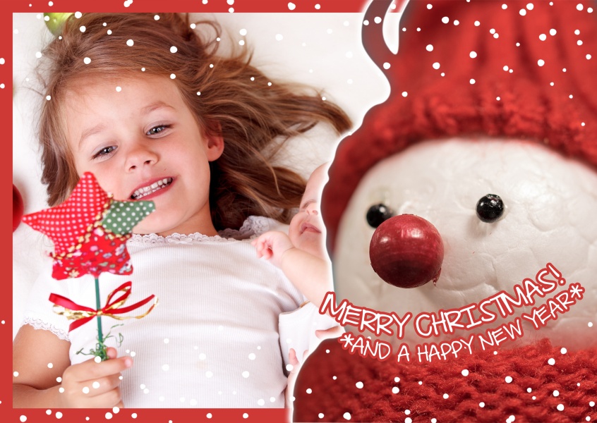 Personalisierbare Weihnachtskarte mit Schneemannfoto