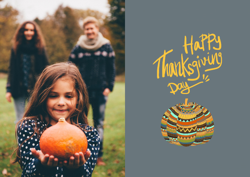 Happy Thanksgiving Day. Colorful pumpkin with pattern.