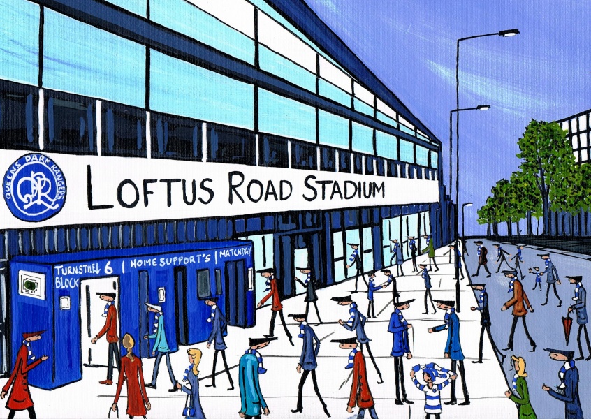 Illustratie Zuid-Londen Kunstenaar Dan Zuid-Londen Kunstenaar Dan QPR Stadion