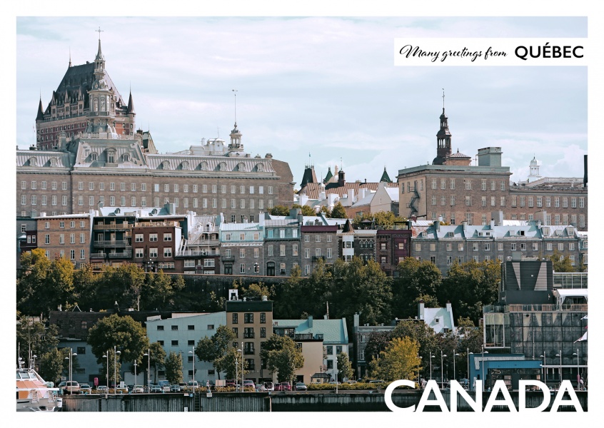 Postcard with photo of Quebec