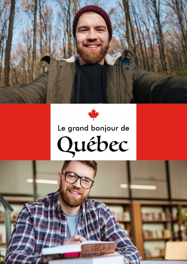 Québec saluti in lingua francese rosso bianco