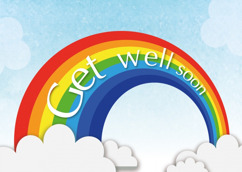 rainbow kids postcard get well soon