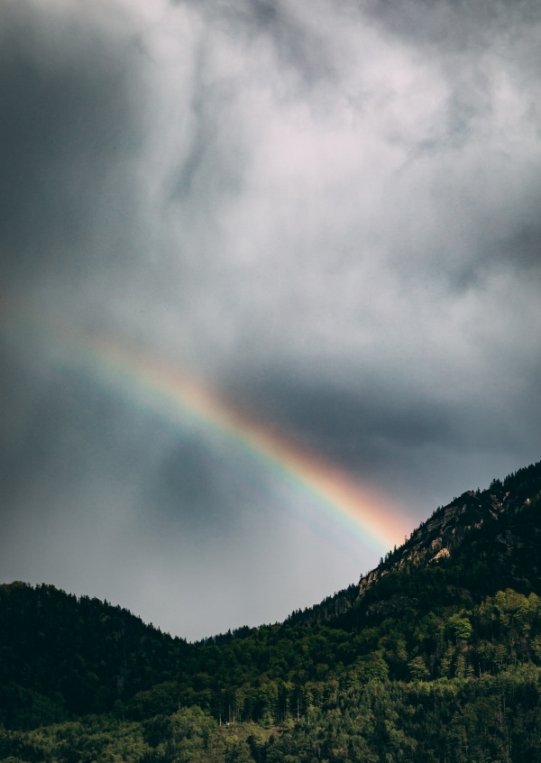 Picture of mountains and rainbow