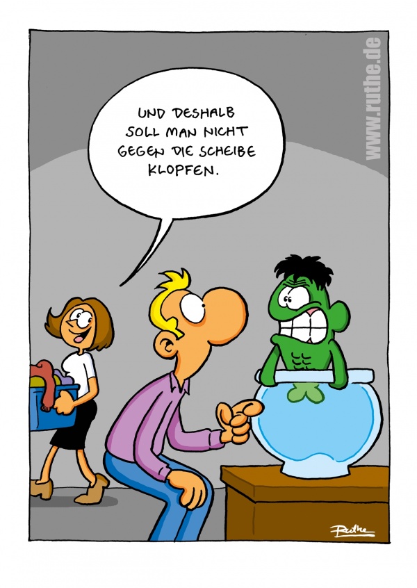 Ruthe Cartoon, incredible Hulk im Wasserglasâ€“mypostcard