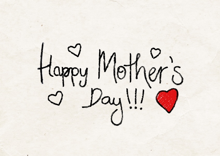Happy Mother's Day handwritten with red heart on lilac background–mypostcard