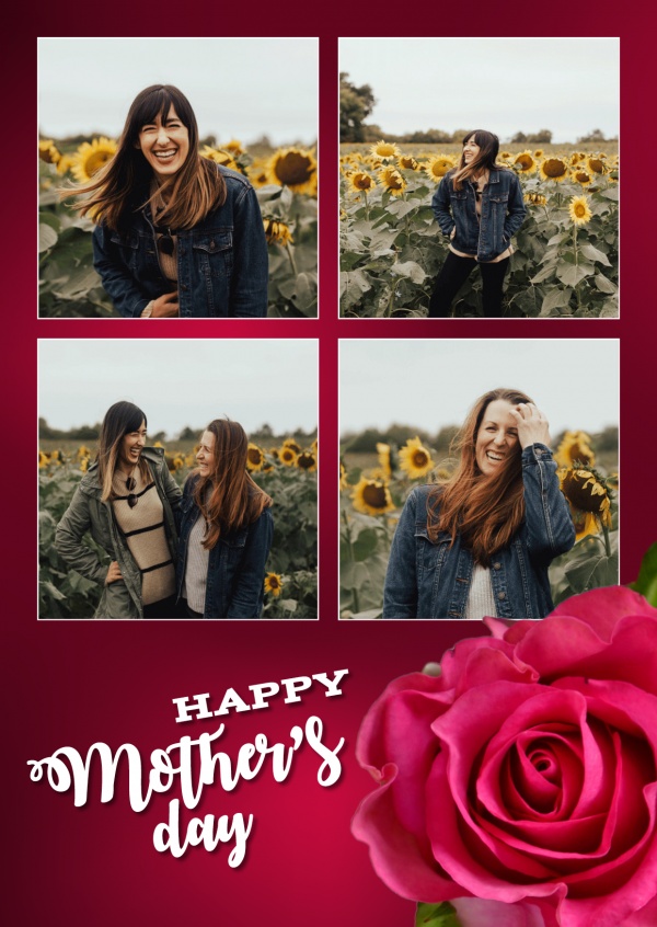 Mother's Day red rose–mypostcard