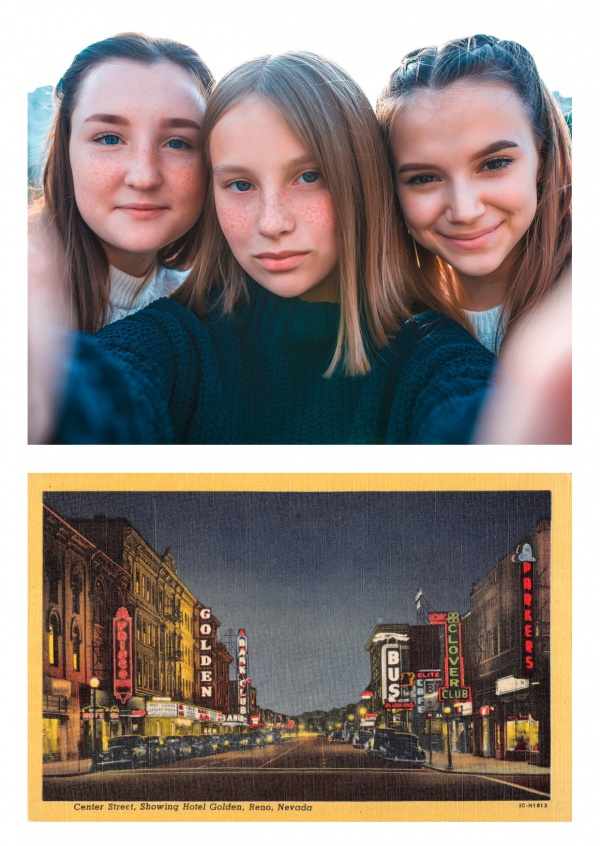 Reno, Nevada, Center Street at night, Hotel Golden