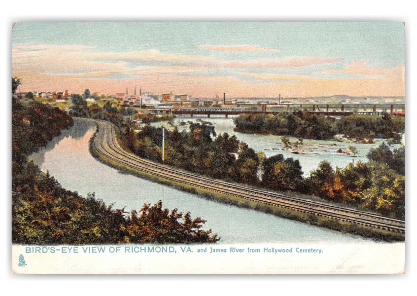 Richmond, Virginia, birds-eye view and James River