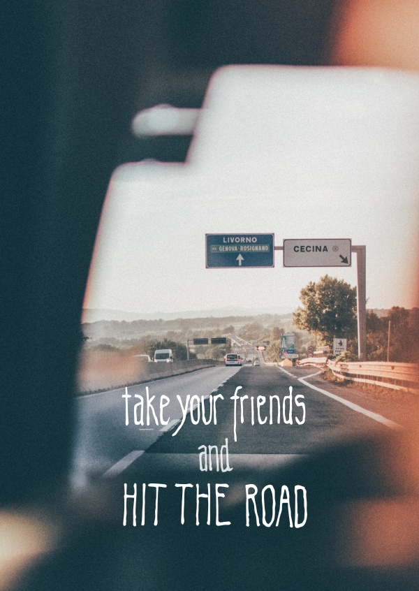 greetingcard with a photo of a highway