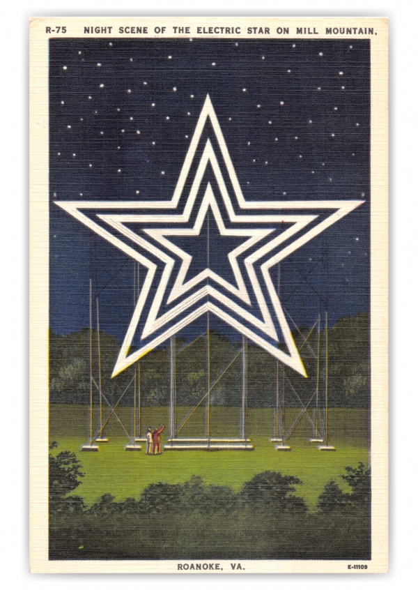 Roanoke, Virginia, Electric Star at night, Mill Mountain