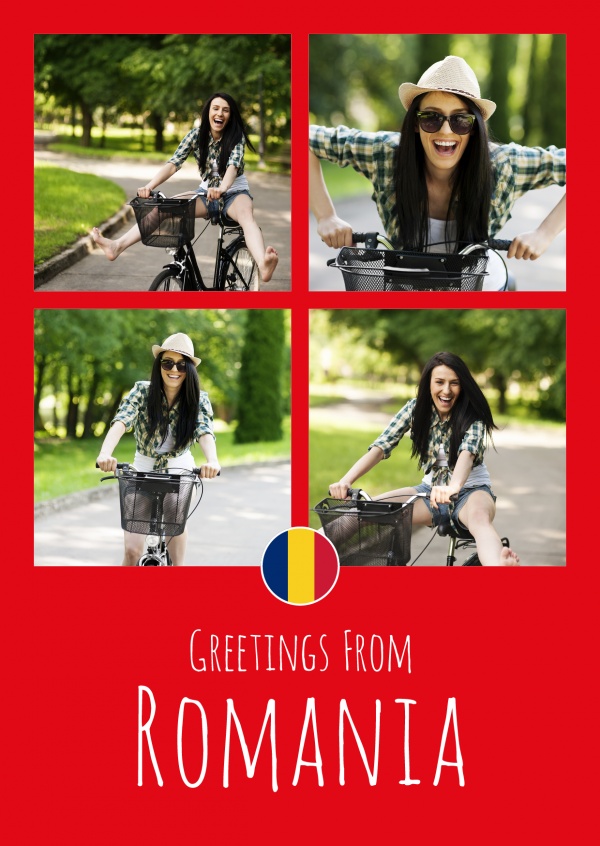 Postkarte Greetings from Romania