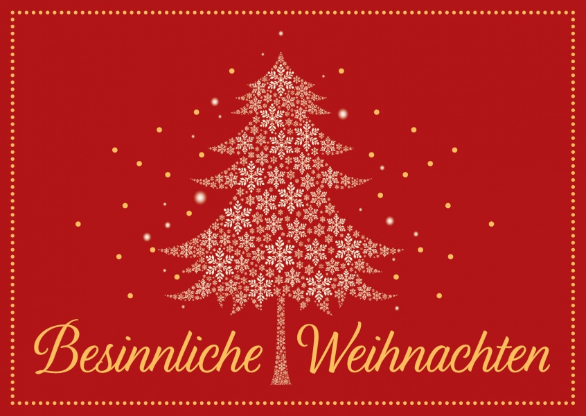 Grusskarte besinnliche Weihnachten Spruch rot mit Tannenbaum