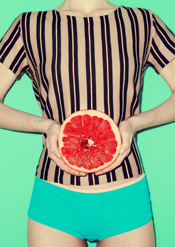 Kubistika female torso with fruit