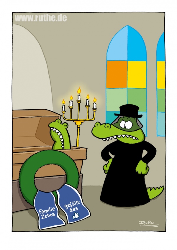 Ruthe Cartoons, Krokodil Beerdigung–mypostcard