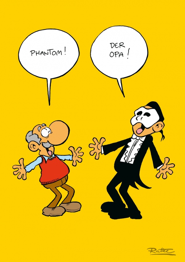 Ruthe Cartoons, Phantom der Oper mit Opaâ€“mypostcard