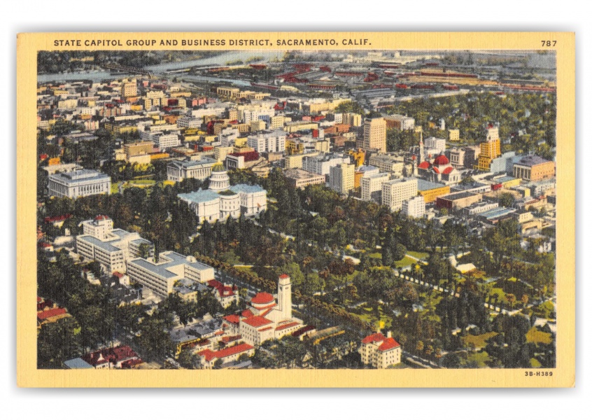 Sacramento, California, State Capitol and Business District from the air