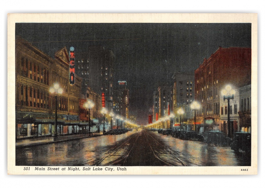 Salt Lake City, Utah, main Street on a rainy night