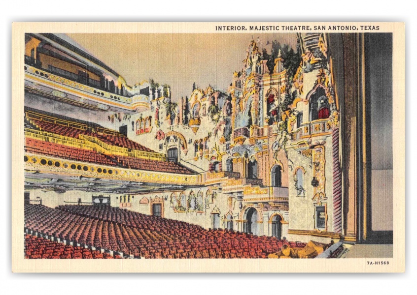 San Antonio Texas Majestic Theatre Interior, Vintage & Antique Postcards