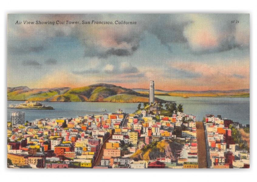 San Francisco California Coit Tower Air View