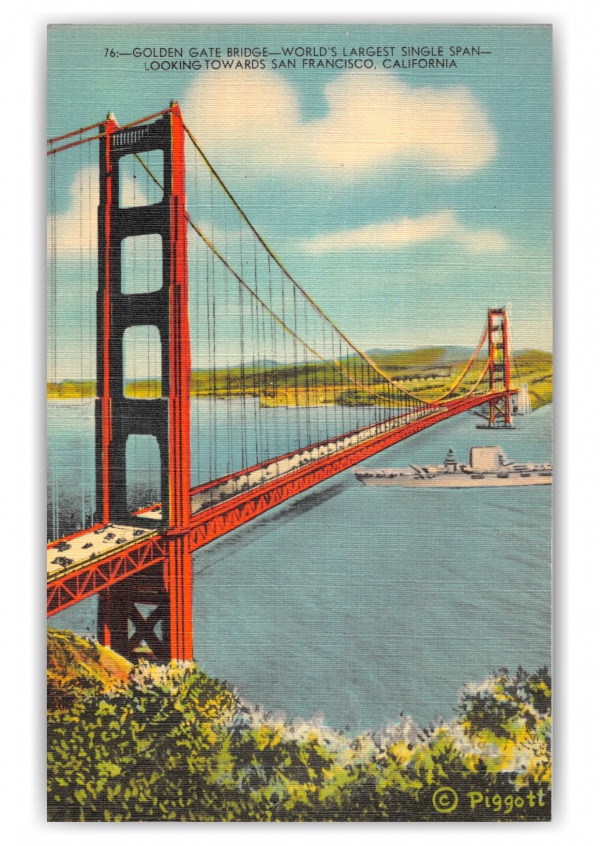 San Francisco, California, Golden Gate Bridge looking towards city