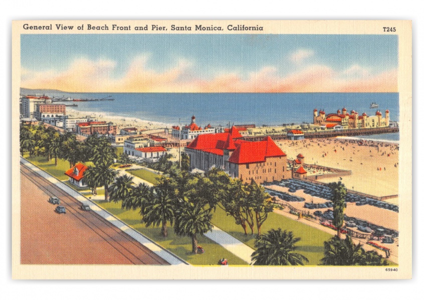 Santa Monica, California, general view of Beach and Pier
