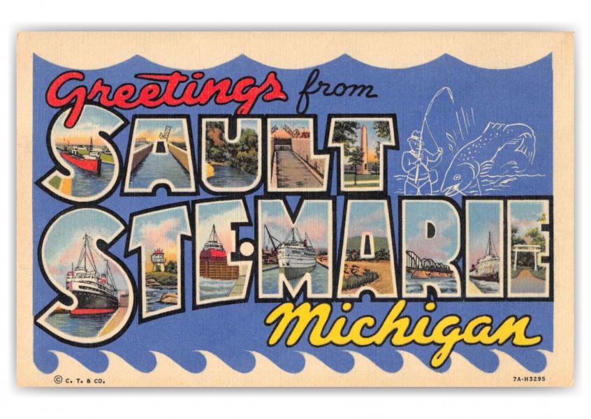 Sault Ste Marie Michigan Large Letter Greetings