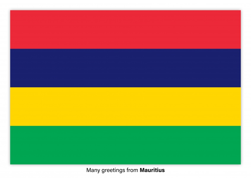Vykort med flaggan i Mauritius