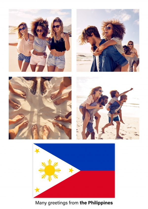 Vykort med flaggan i Filippinerna