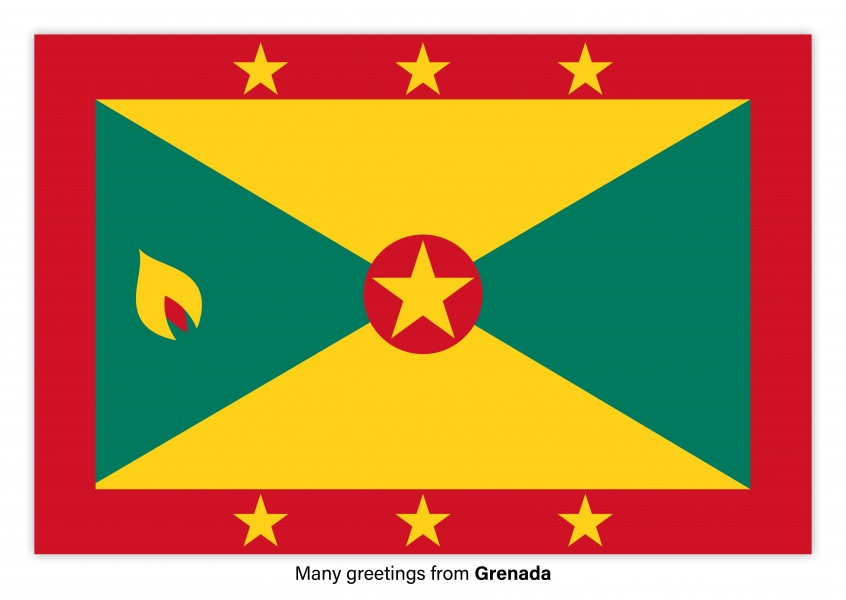 Vykort med flaggan i Grenada