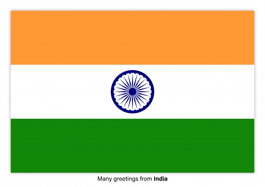 Vykort med flaggan i Indien